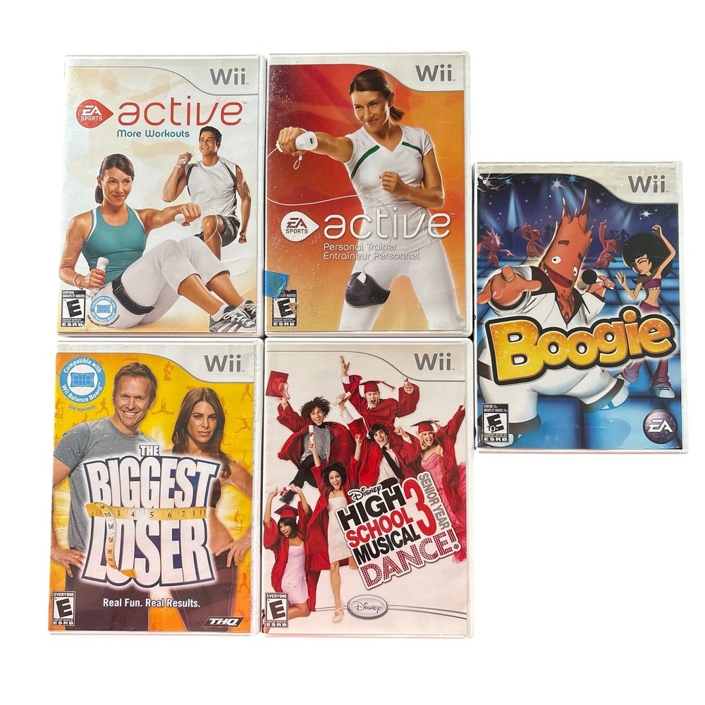 Nintendo Wii Lot of 5 Fitness & Dance Games Bundle – EA Active, Boogie, Dance!